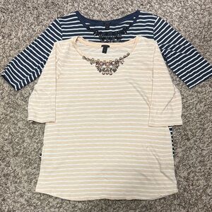 J. Crew Striped Blouses in Navy and Cream
